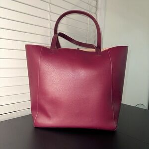 A New Day Small Reversible Tote Handbag- Burgundy